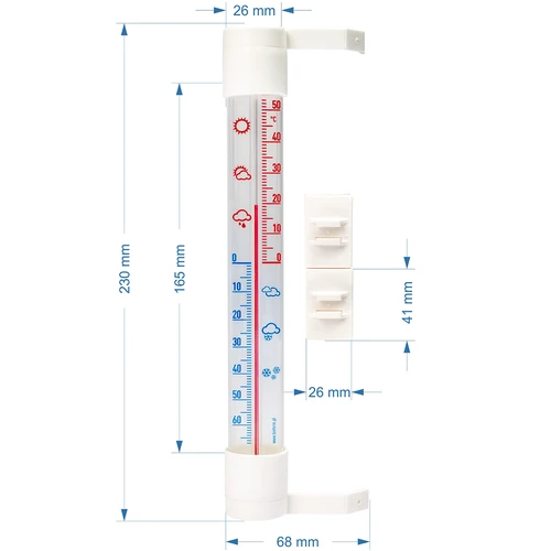 Zunanji termometer s prozorno lestvico (-70°C do +50°C) 23 cm, mix - 2